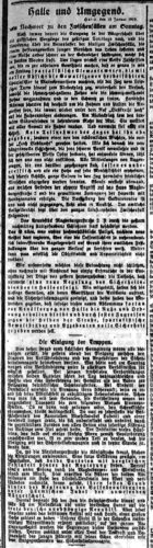 13.1.1919 Ein Nachwort zu den Zwischenfällen am Sonntag / Die Einigung der Truppen (Saalezeitung Abendausgabe)