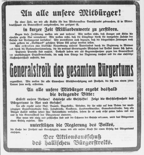 26.2.1919 An alle unsere Mitbürger! (Hallische Nachrichten)