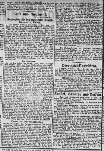 12.3.1919 Trauerfeier für den ermordeten Oberstleutnant v. Klüber (Saalezeitung)